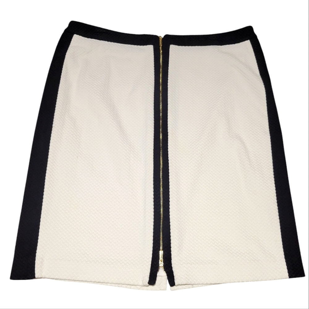 Calvin Klein 16 Black White Pencil Skirt Retro 60s EUC Midi